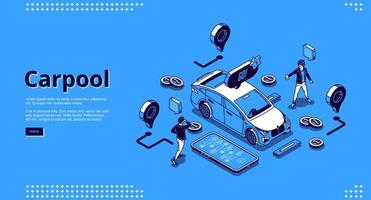 Landing page of carpool service vector