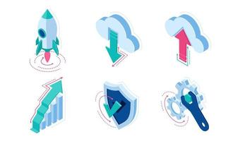 elementos infográficos de iconos isométricos para sitio web vector