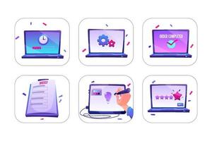 Set of icons online order, idea, work process vector