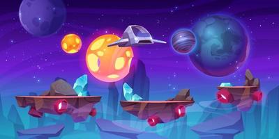 Space game level background with platforms vector