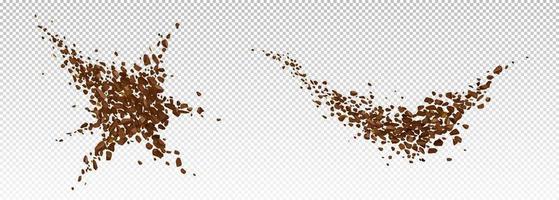 Coffee explosion, 3d powder burst with particles vector