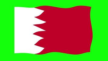 Bahrain Waving Flag 2D Animation on Green Screen Background. Looping seamless animation. Motion Graphic video