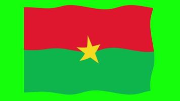 Burkina Waving Flag 2D Animation on Green Screen Background. Looping seamless animation. Motion Graphic video