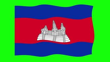 Cambodia Waving Flag 2D Animation on Green Screen Background. Looping seamless animation. Motion Graphic video