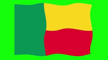 Benin Waving Flag 2D Animation on Green Screen Background. Looping seamless animation. Motion Graphic video