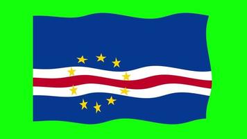 Cape Verde Waving Flag 2D Animation on Green Screen Background. Looping seamless animation. Motion Graphic video