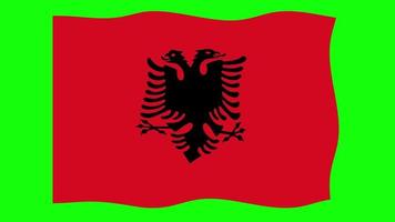 Albania Waving Flag 2D Animation on Green Screen Background. Looping seamless animation. Motion Graphic video