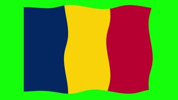 Chad Waving Flag 2D Animation on Green Screen Background. Looping seamless animation. Motion Graphic video