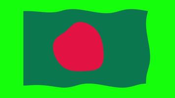 bangladesh agitando a animação da bandeira 2d no fundo da tela verde. animação perfeita em loop. gráfico em movimento video