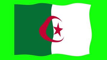 algeria agitando bandiera 2d animazione su verde schermo sfondo. looping senza soluzione di continuità animazione. movimento grafico video