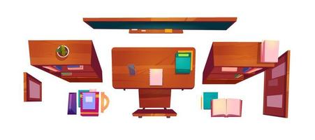 Classroom stuff top view, school or college class vector