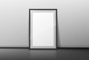 Blank frame on grey wall background, empty border vector