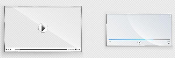 interfaz de reproductor de video de vidrio, ventana transparente vector