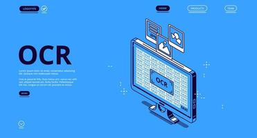 Optical character recognition ocr isometric banner vector