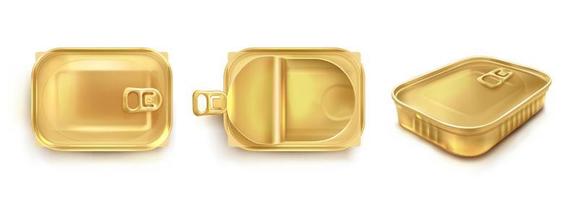 Golden tin can for sardine in top view vector