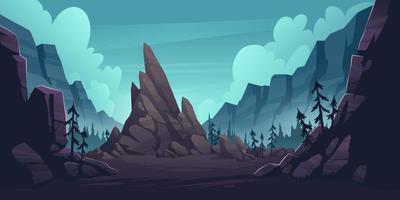 Mountain landscape with forest and lonely cliff vector