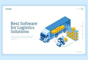 Software for logistics solutions isometric landing vector