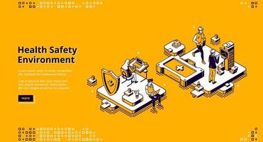 Hse, health safety environment isometric landing vector