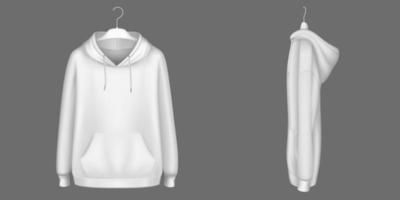 Hoody, black sweatshirt on hanger mock up set vector