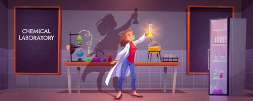 Chemist with flask in scientific laboratory vector