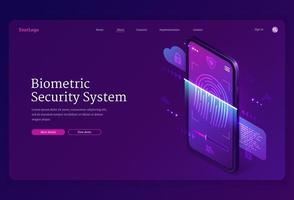 Biometric security system isometric landing page vector