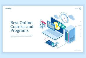 Online courses and programs isometric landing page vector