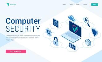 Vector landing page of computer security