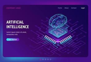 Artificial intelligence ai isometric landing page vector
