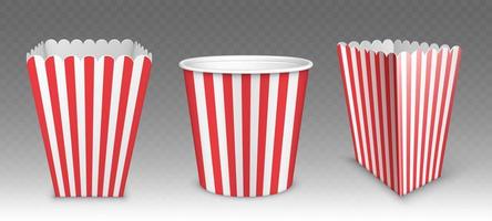 Striped bucket for popcorn, hen wings or legs pack vector