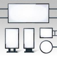 Blank billboards displays, empty white LCD screens vector