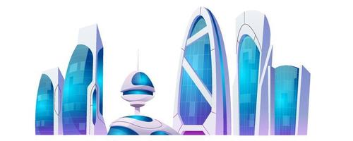 Future city buildings, futuristic skyscrapers vector