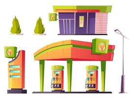 Gas station refueling service isolated items set vector