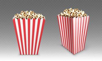 Striped paper box with popcorn in cinema vector