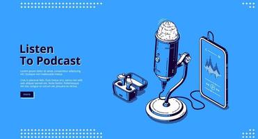 Vector banner of podcast and radio broadcasting