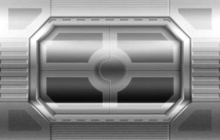 Metal door, sliding gates in spaceship hallway vector