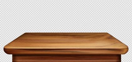 Wood table foreground, vintage tabletop front view vector