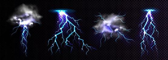 Lightning strikes and thundercloud, impact place vector