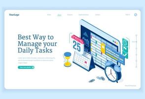 Vector banner of daily tasks management