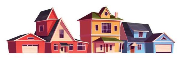 Suburb houses, residential cottages, real estate vector