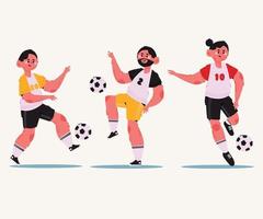 dibujado a mano ilustración de jugadores de fútbol vector