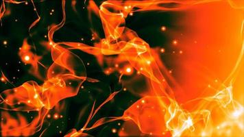 Abstract orange smoke and red fire flies in waves and flying particles, bright glowing sparks with blur effect. Abstract background. Video in high quality 4k, motion design