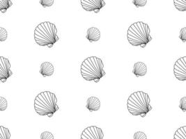 Scallops cartoon character seamless pattern on white background vector