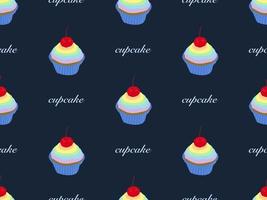 Cupcake cartoon character seamless pattern on blue background vector