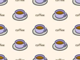 Coffee cartoon character seamless pattern on orange background vector