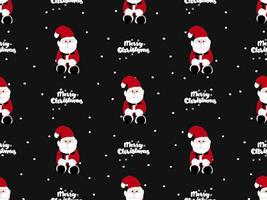 Merry Christmas cartoon character seamless pattern on black background vector