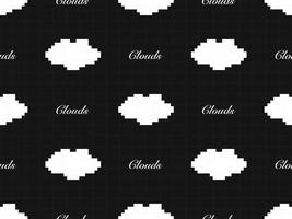 Cloud cartoon character seamless pattern on black background vector