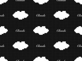 Cloud cartoon character seamless pattern on black background vector