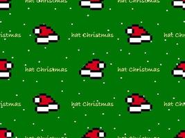 Hats Christmas cartoon character seamless pattern on green background vector