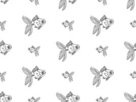 Goldfish cartoon character seamless pattern on white background vector