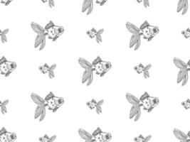 Goldfish cartoon character seamless pattern on white background vector